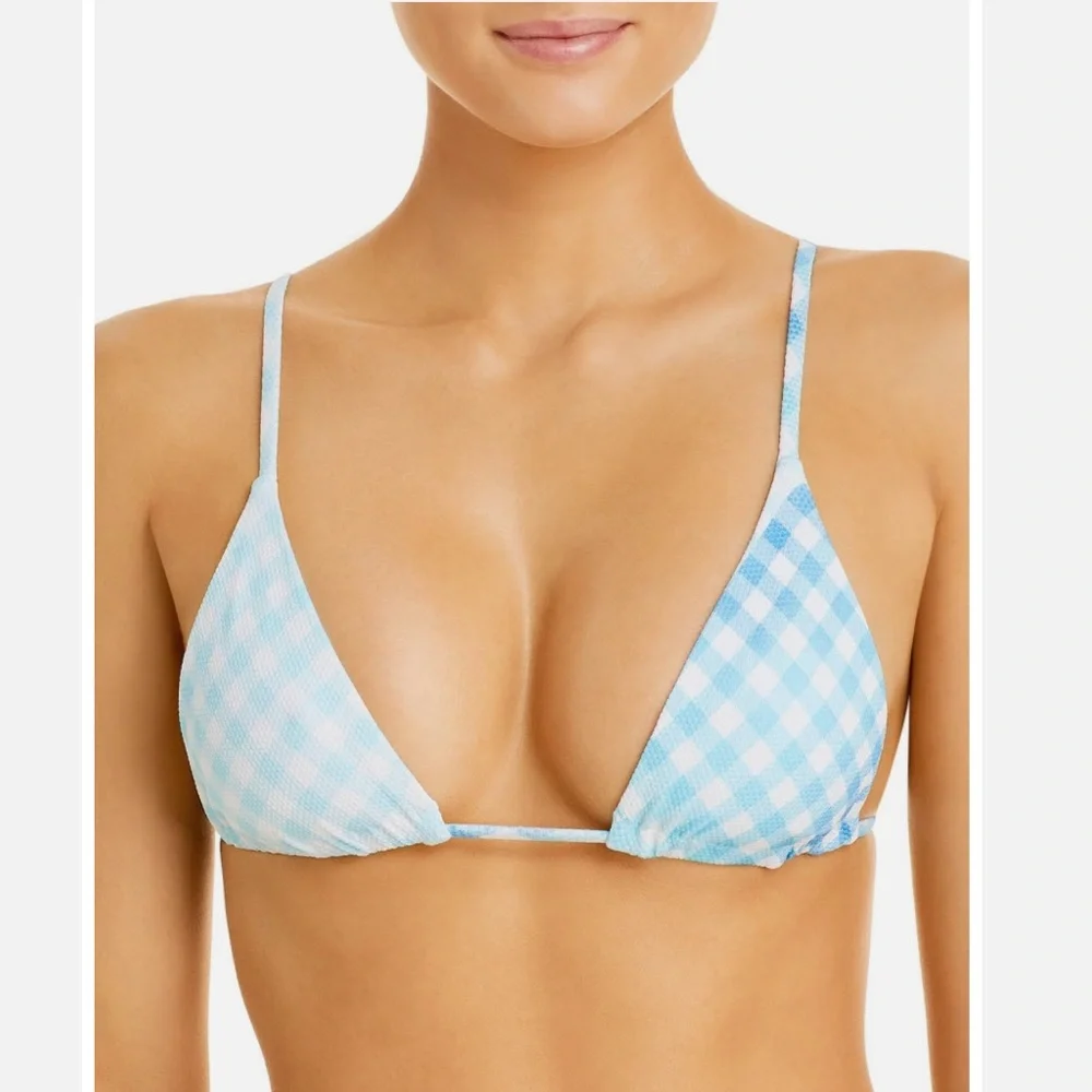 NWT Revolve L*Space Picnic Plaid Blue Brittany Bikini Top